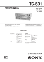 Sony TC-SD1 - Service Manual 